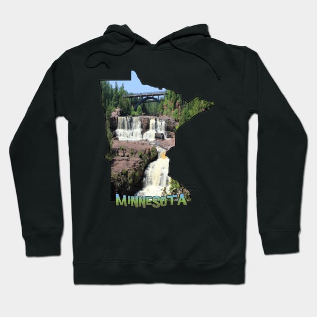 Minnesota State Outline (Gooseberry Falls State Park) Hoodie by gorff